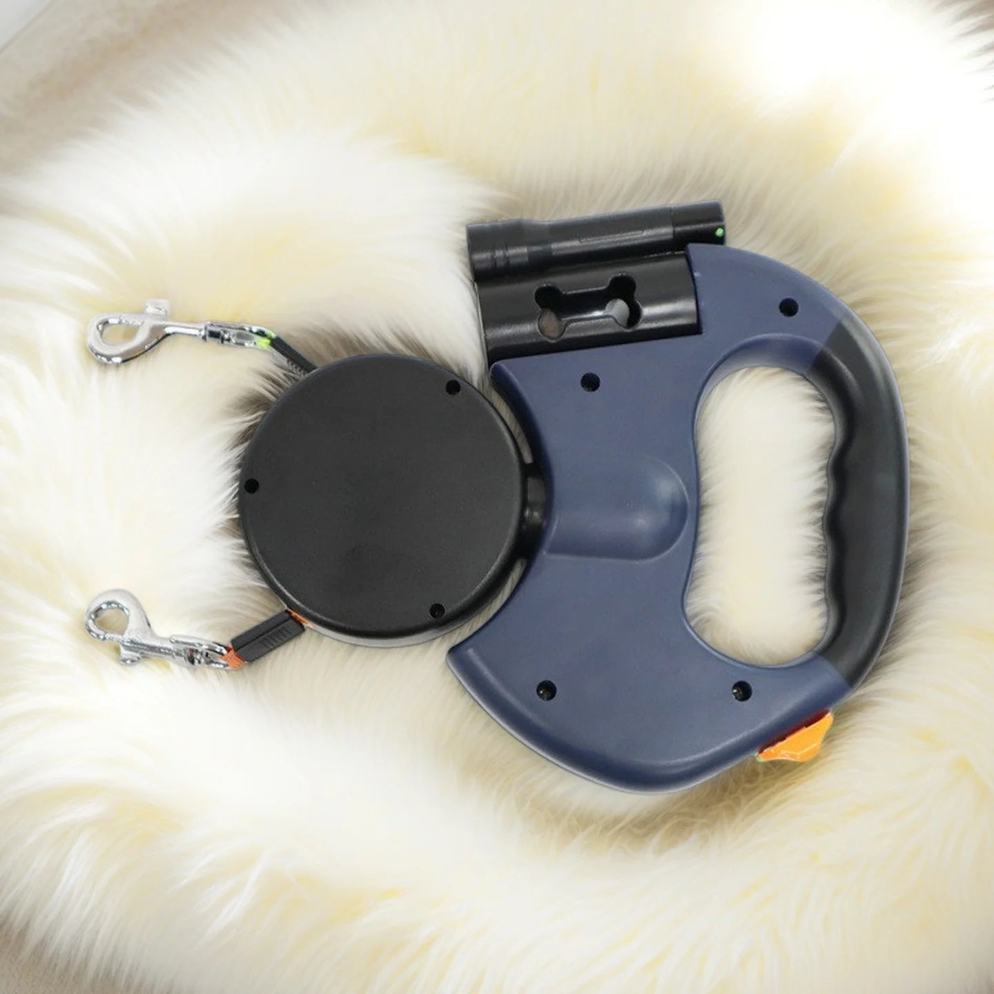 Retractable Dual Doggie Leash with LED Light, 360 Swivel No Tangle for Each Dog Independent Braking with 3M Reflective Leads