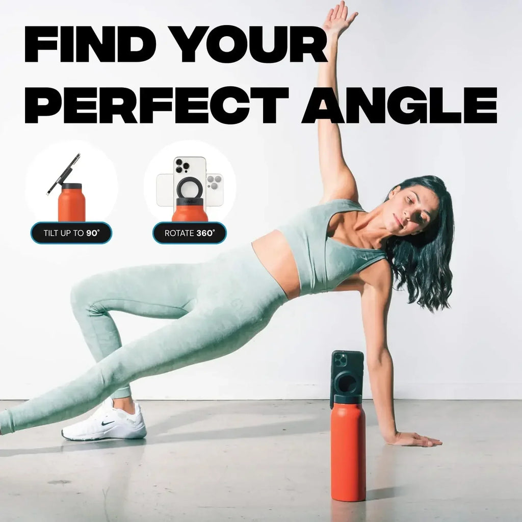 Magnetic Phone Holder Sports Water Bottle Insulated Flask with Phone Mount Stand for Gym Outdoor Activities and Daily Hydration
